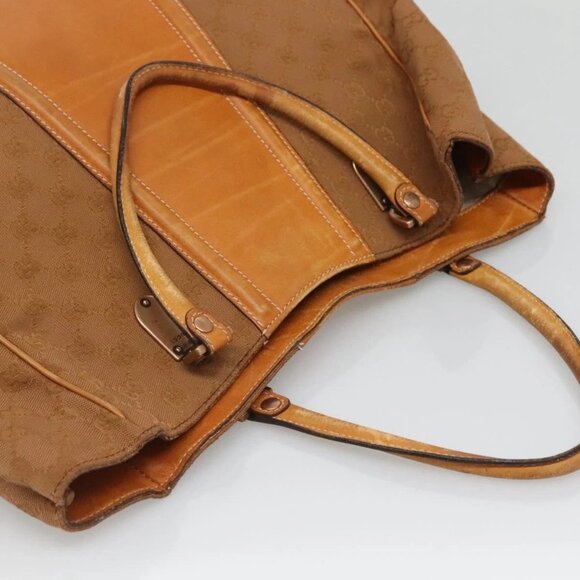 GUCCI GG Canvas Tote Bag Outlet Beige Gold Auth - Picture 11 of 14